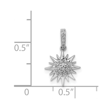 14k White Gold 1/10ct. Real Diamond Fancy Sun Pendant
