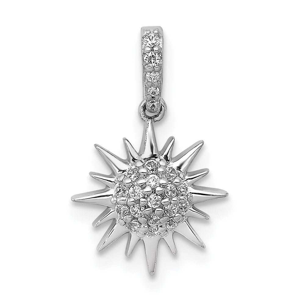 14k White Gold 1/10ct. Real Diamond Fancy Sun Pendant