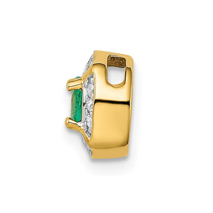 14K Yellow Gold Real Diamond and .33 Emerald Fancy Circle Chain Slide