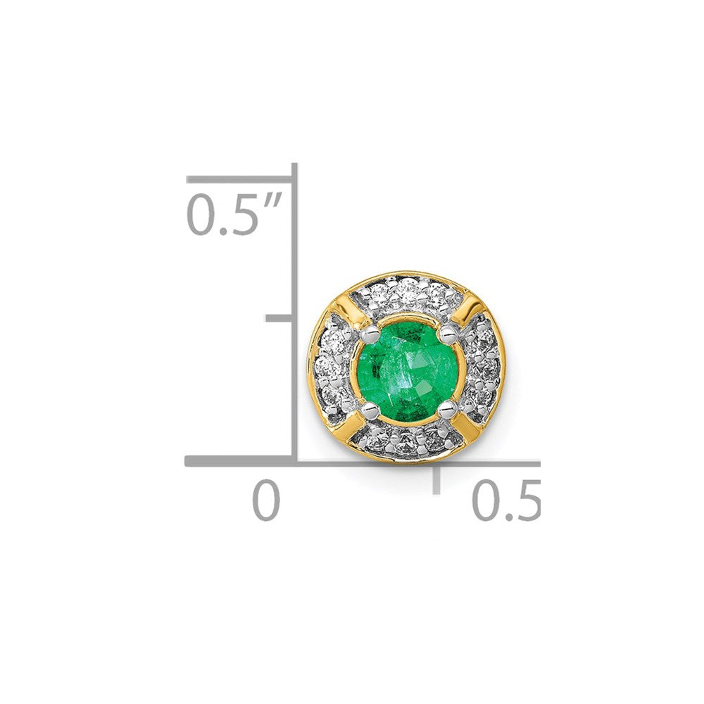 14K Yellow Gold Real Diamond and .33 Emerald Fancy Circle Chain Slide
