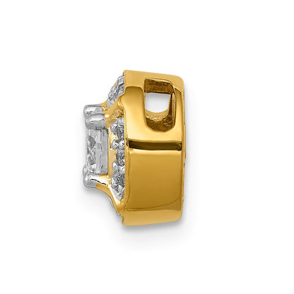 14K Yellow Gold 1/10ct. Real Diamond and .33 Sapphire Fancy Chain Slide