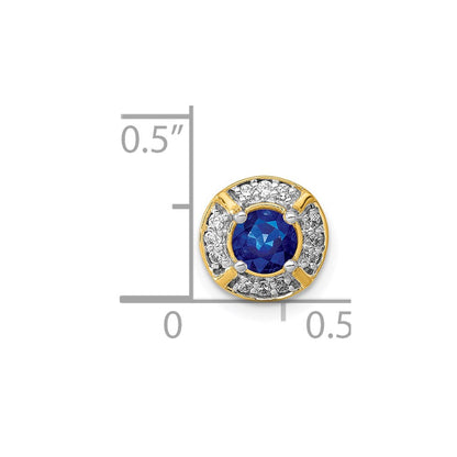 14K Yellow Gold 1/10ct. Real Diamond and .33 Sapphire Fancy Chain Slide