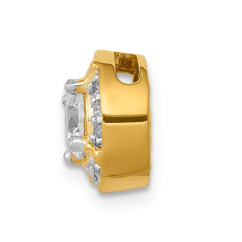 14K Yellow Gold 1/8ct. Real Diamond and .50 Sapphire Fancy Chain Slide