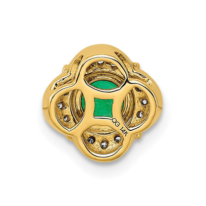 14K Yellow Gold Real Diamond and .33 Emerald Fancy Chain Slide