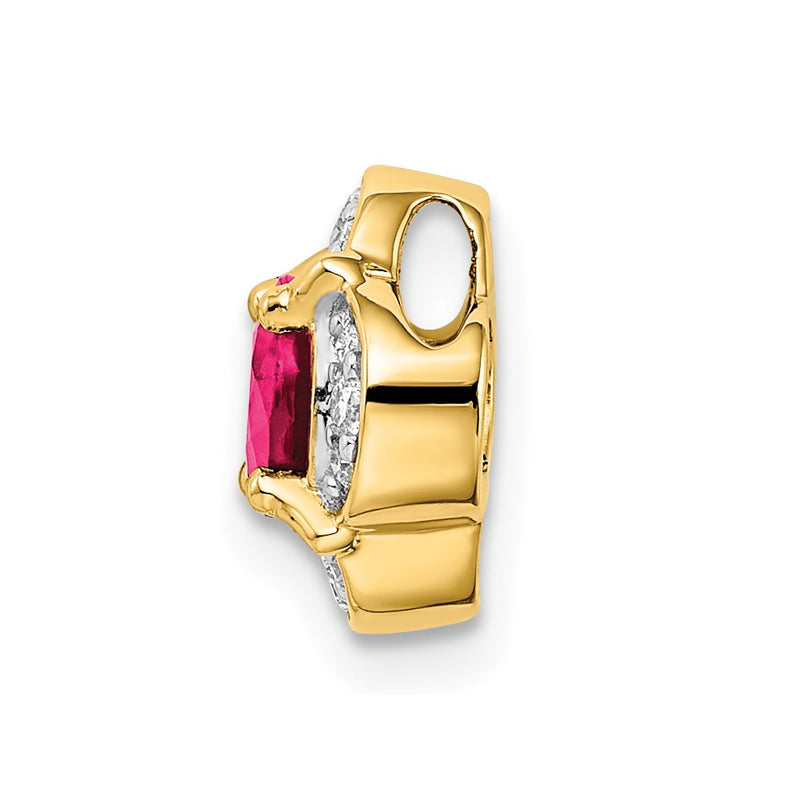 14K Yellow Gold Real Diamond and Ruby Fancy Chain Slide