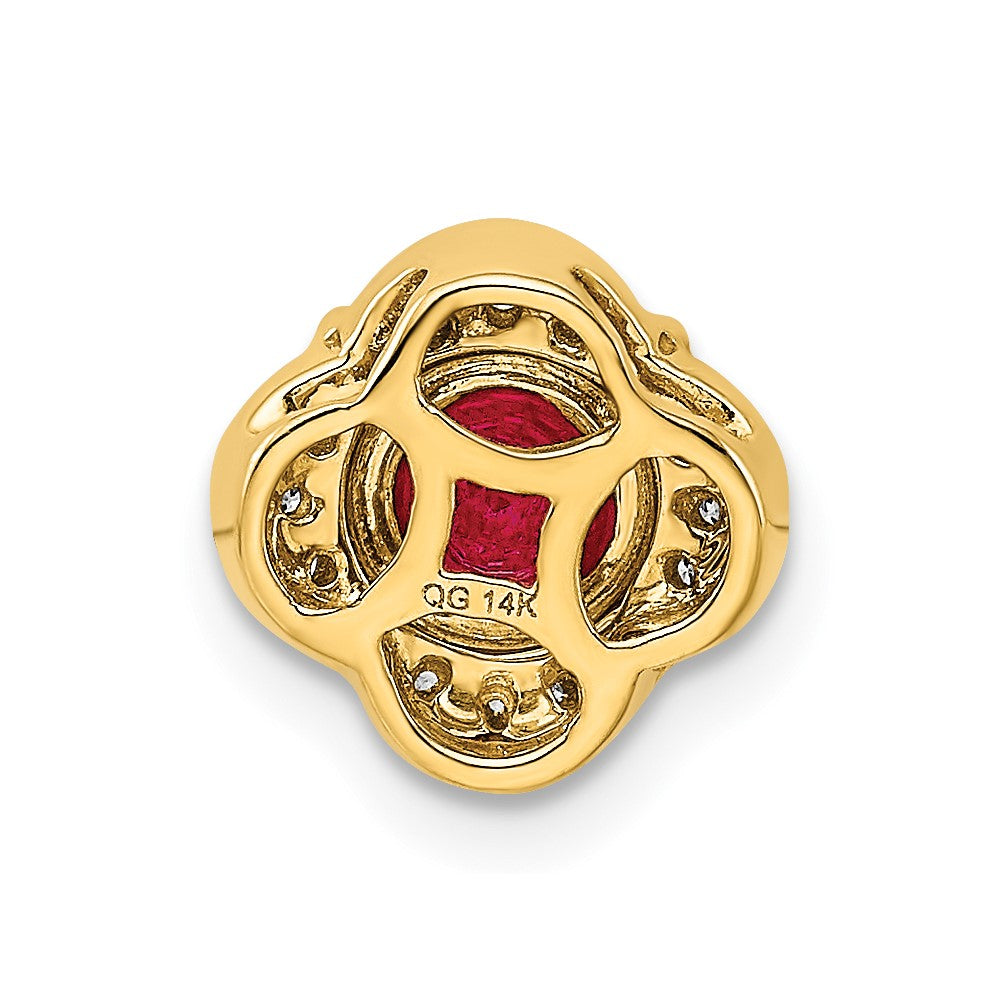 14K Yellow Gold Real Diamond and Ruby Fancy Chain Slide