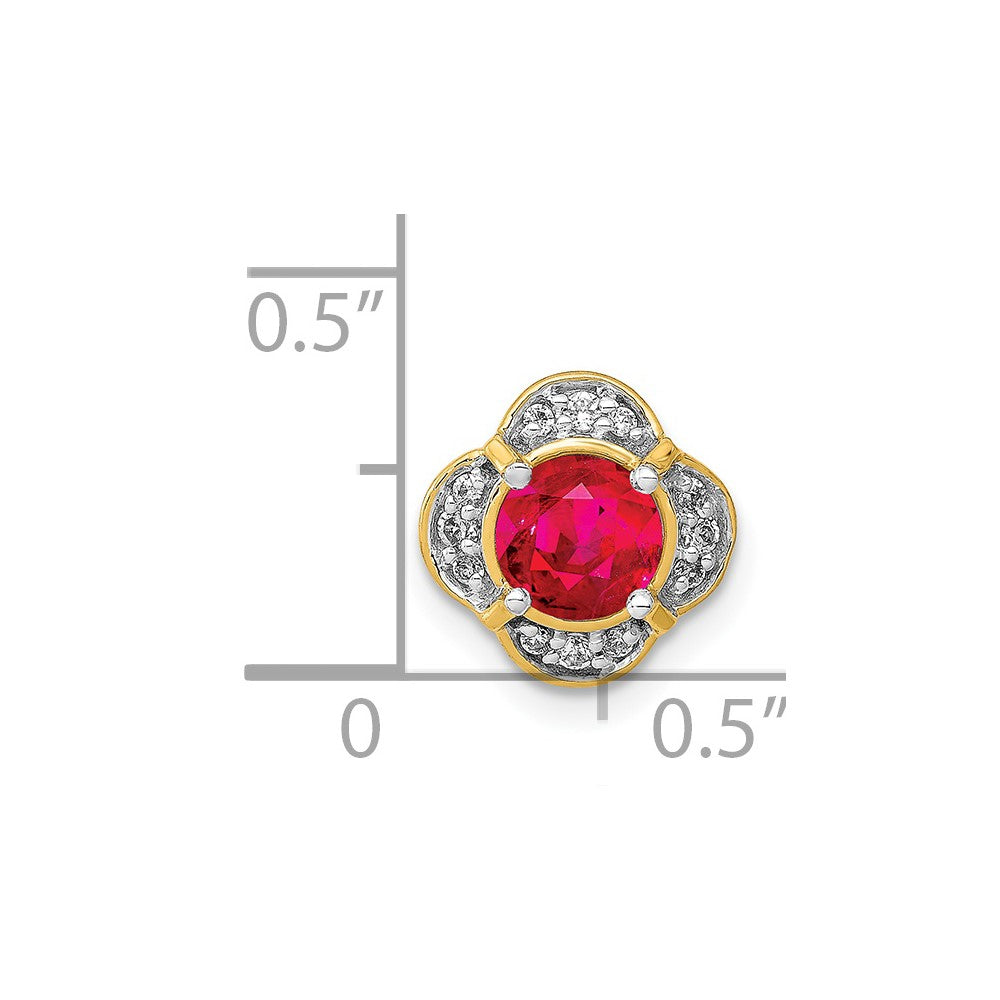 14K Yellow Gold Real Diamond and Ruby Fancy Chain Slide