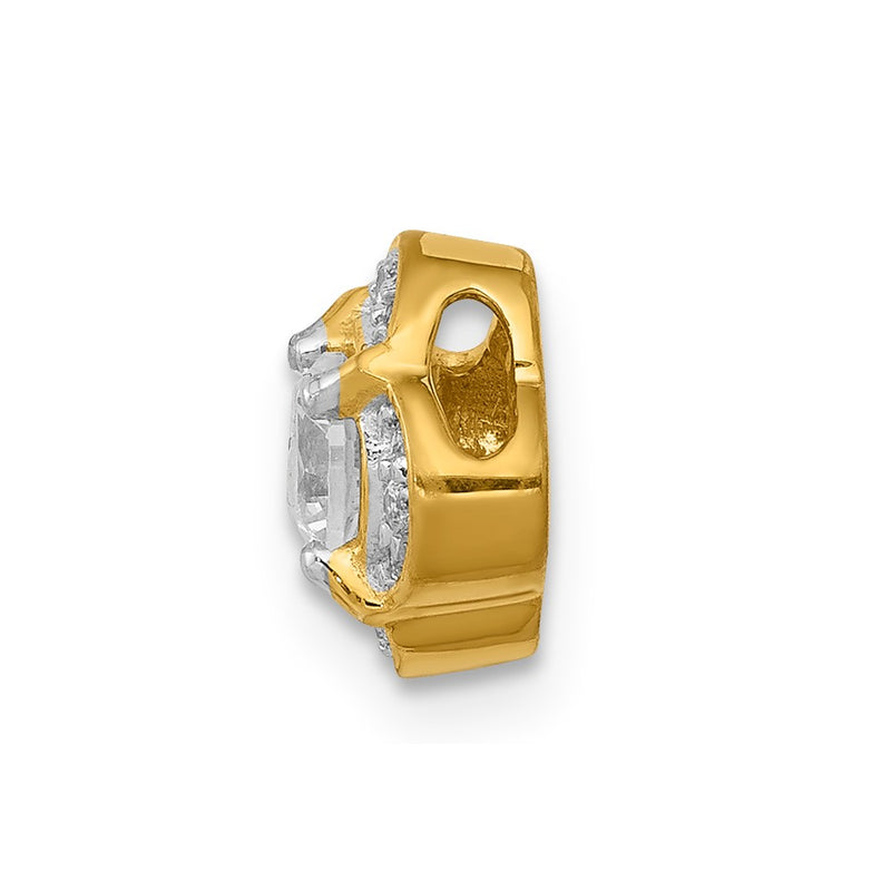14K Yellow Gold 1/20ct. Real Diamond and .25 Sapphire Fancy Chain Slide