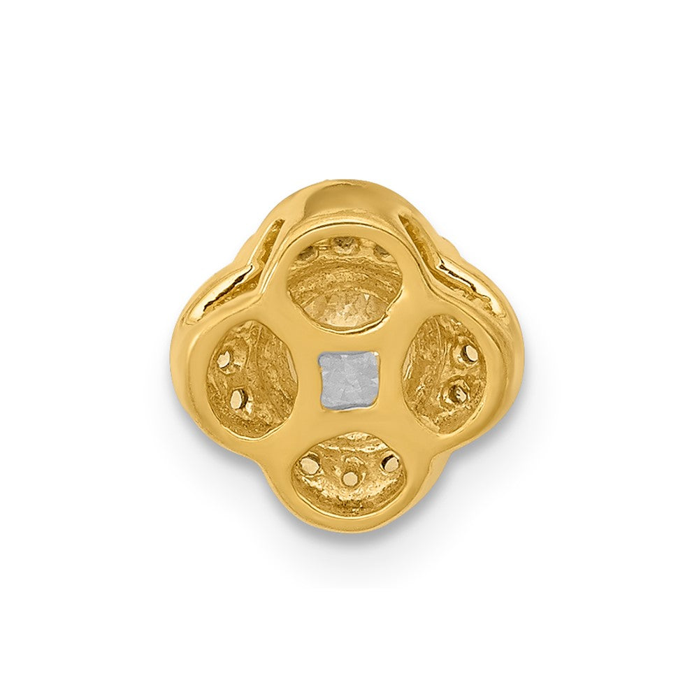14K Yellow Gold 1/20ct. Real Diamond and .25 Sapphire Fancy Chain Slide
