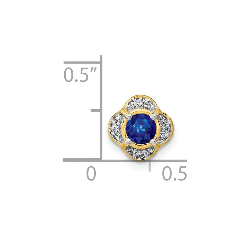 14K Yellow Gold 1/20ct. Real Diamond and .25 Sapphire Fancy Chain Slide