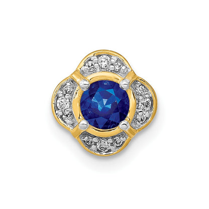 14K Yellow Gold 1/20ct. Real Diamond and .25 Sapphire Fancy Chain Slide