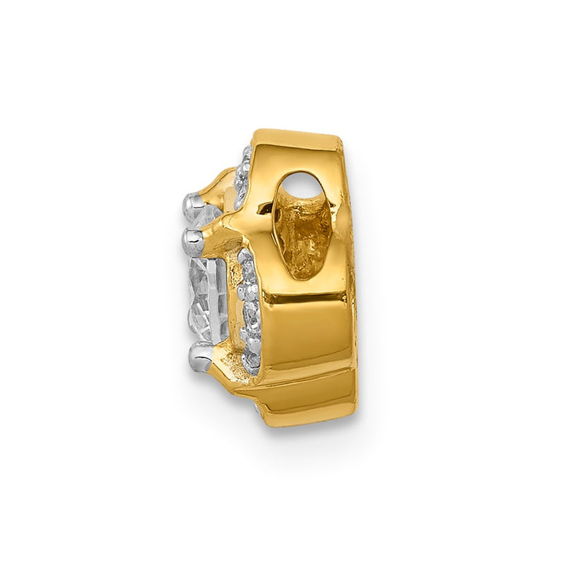 14K Yellow Gold 1/15ct. Real Diamond and .33 Sapphire Fancy Chain Slide