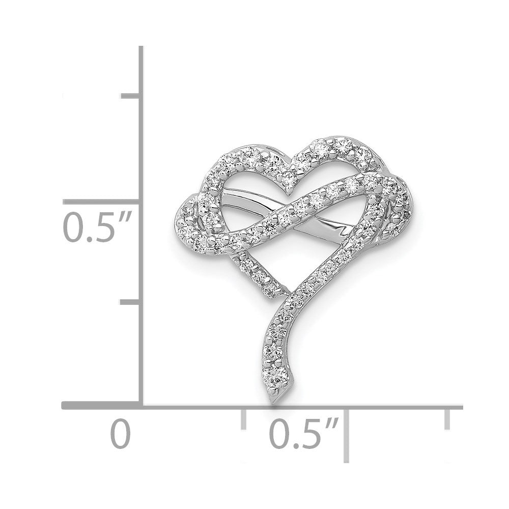 14k White Gold 1/3ct. Real Diamond Infinity & Heart Chain Slide