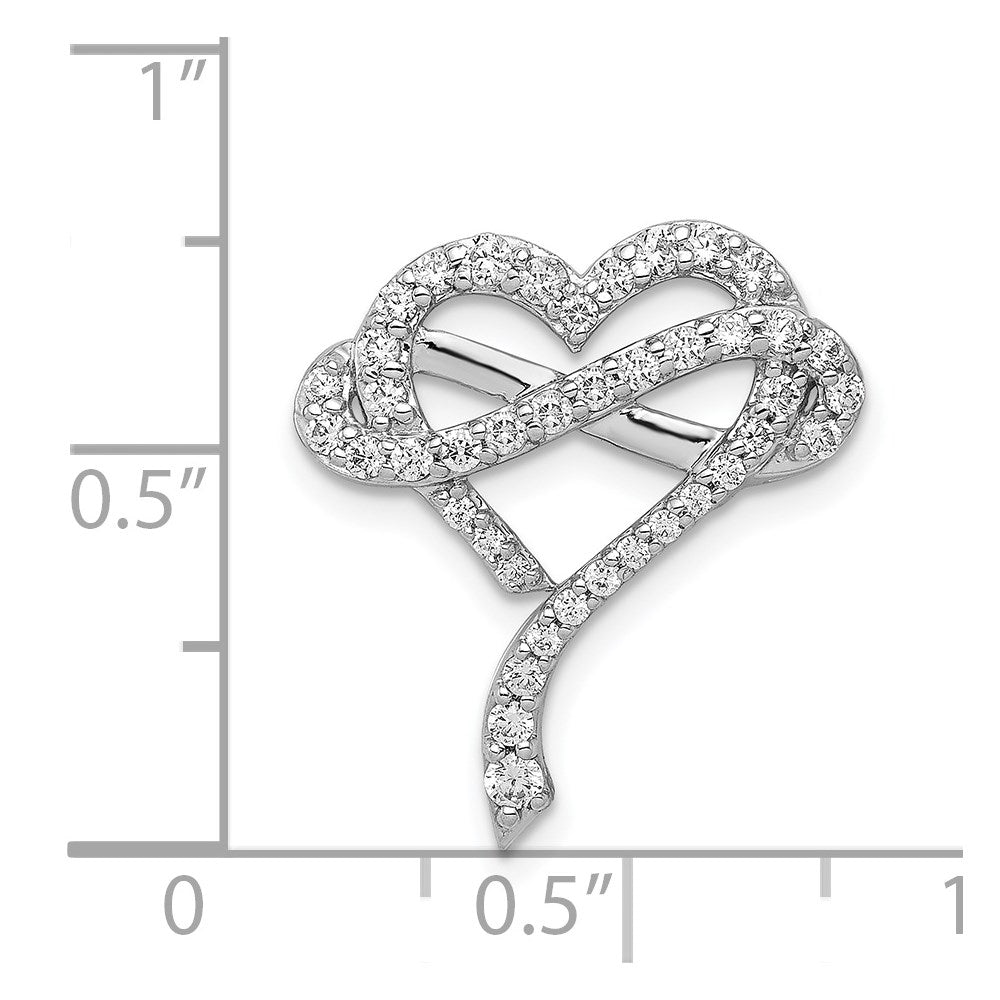 14k White Gold 1/2ct. Real Diamond Infinity and Heart Chain Slide