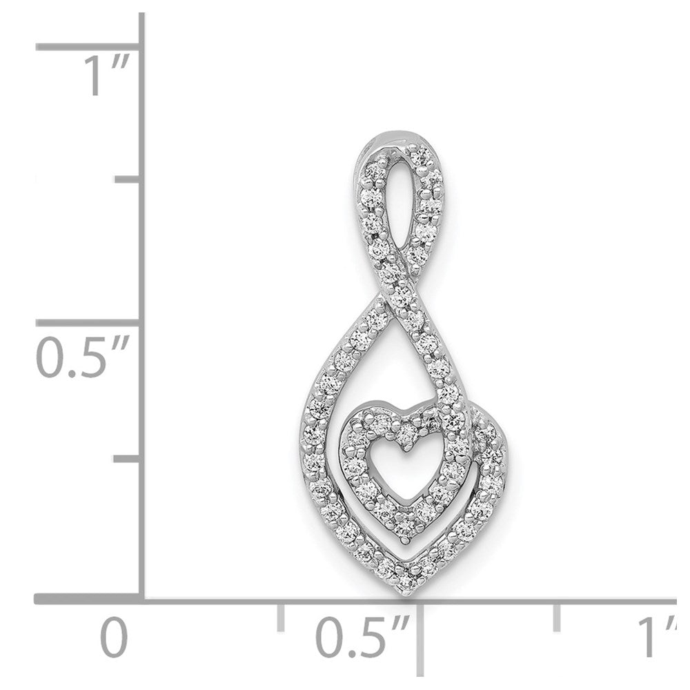 14k White Gold 1/4ct. Real Diamond Fancy Heart Infinity Chain Slide