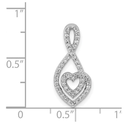 14k White Gold 1/4ct. Real Diamond Fancy Heart Infinity Chain Slide