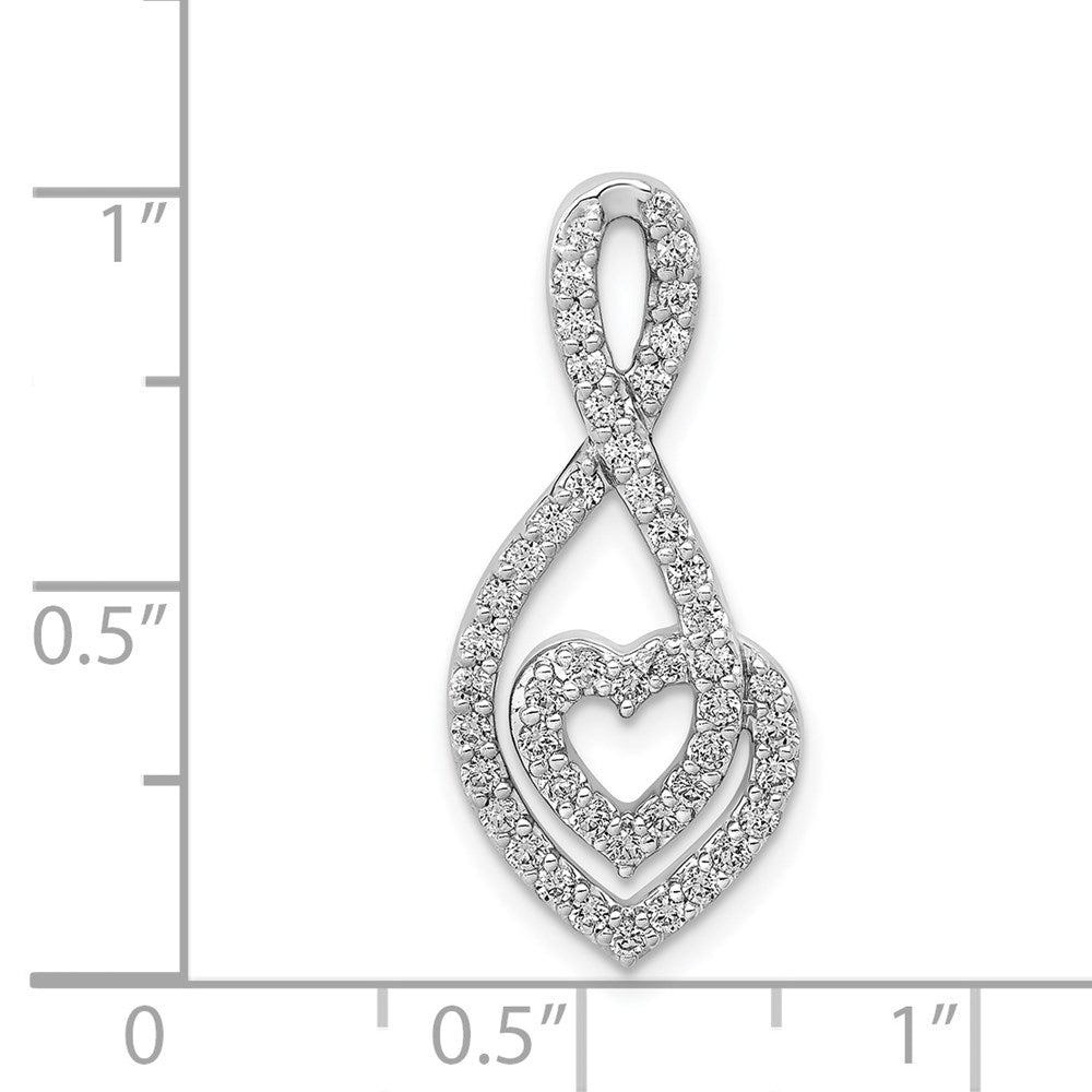 14k White Gold 1/2ct. Real Diamond Fancy Heart Infinity Chain Slide