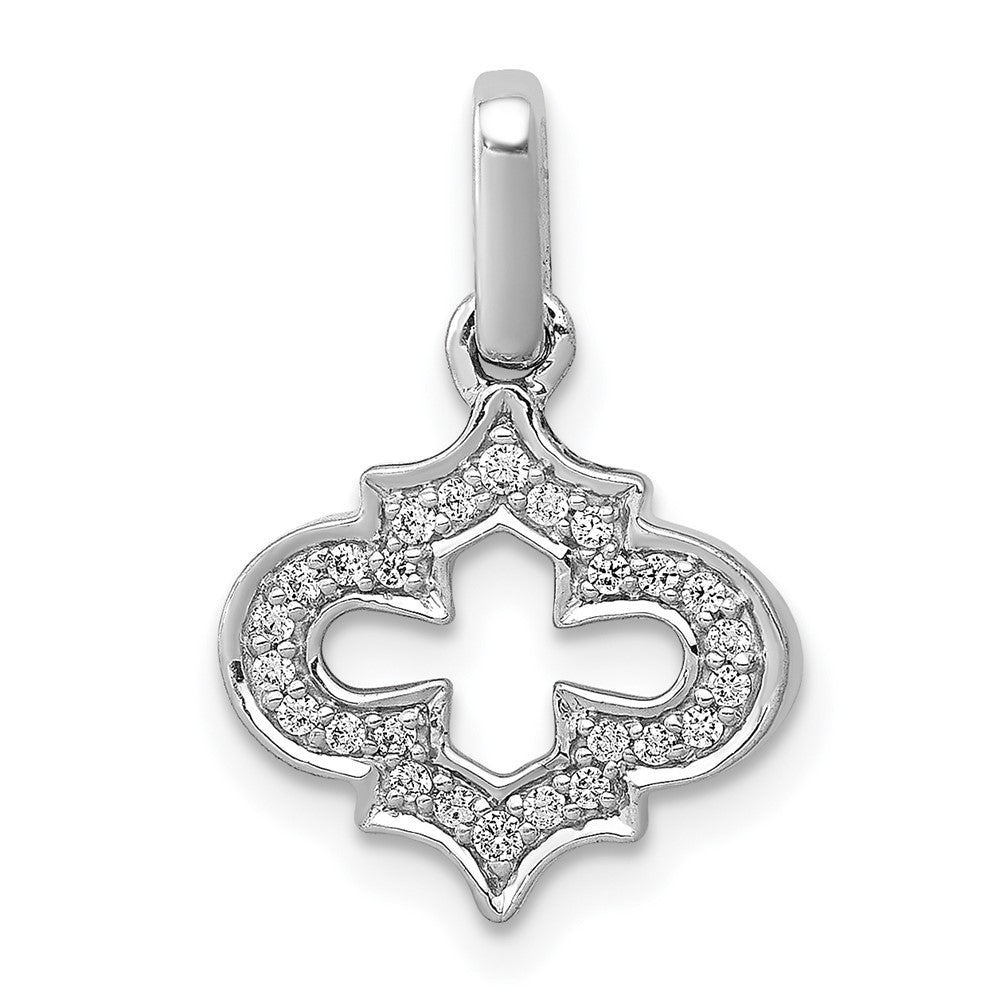 14k White Gold 1/10ct. Real Diamond Fancy Pendant