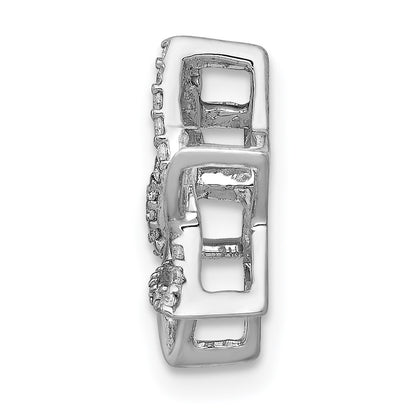 14k White Gold 1/10ct. Real Diamond Star of David Chain Slide