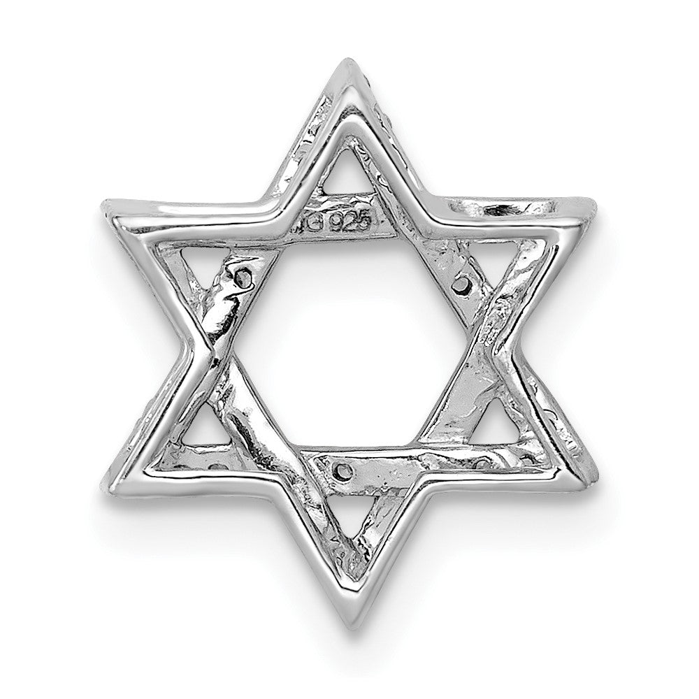14k White Gold 1/10ct. Real Diamond Star of David Chain Slide