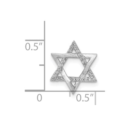 14k White Gold 1/10ct. Real Diamond Star of David Chain Slide