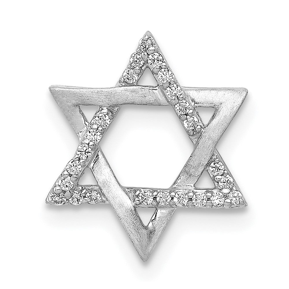 14k White Gold 1/10ct. Real Diamond Star of David Chain Slide