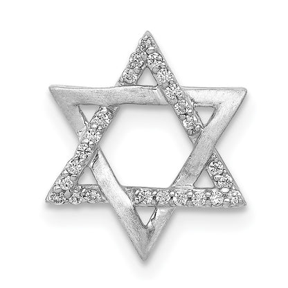 14k White Gold 1/10ct. Real Diamond Star of David Chain Slide