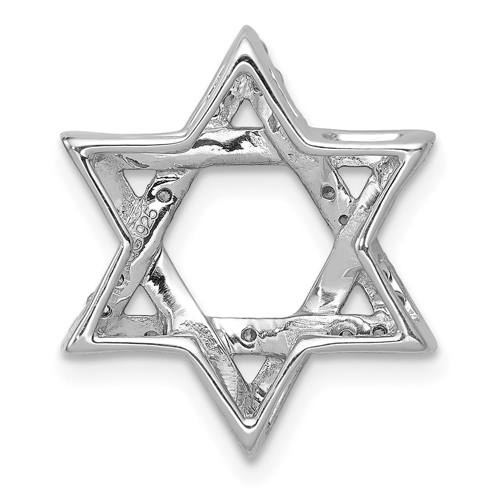 14k White Gold 1/4ct. Real Diamond Star of David Chain Slide