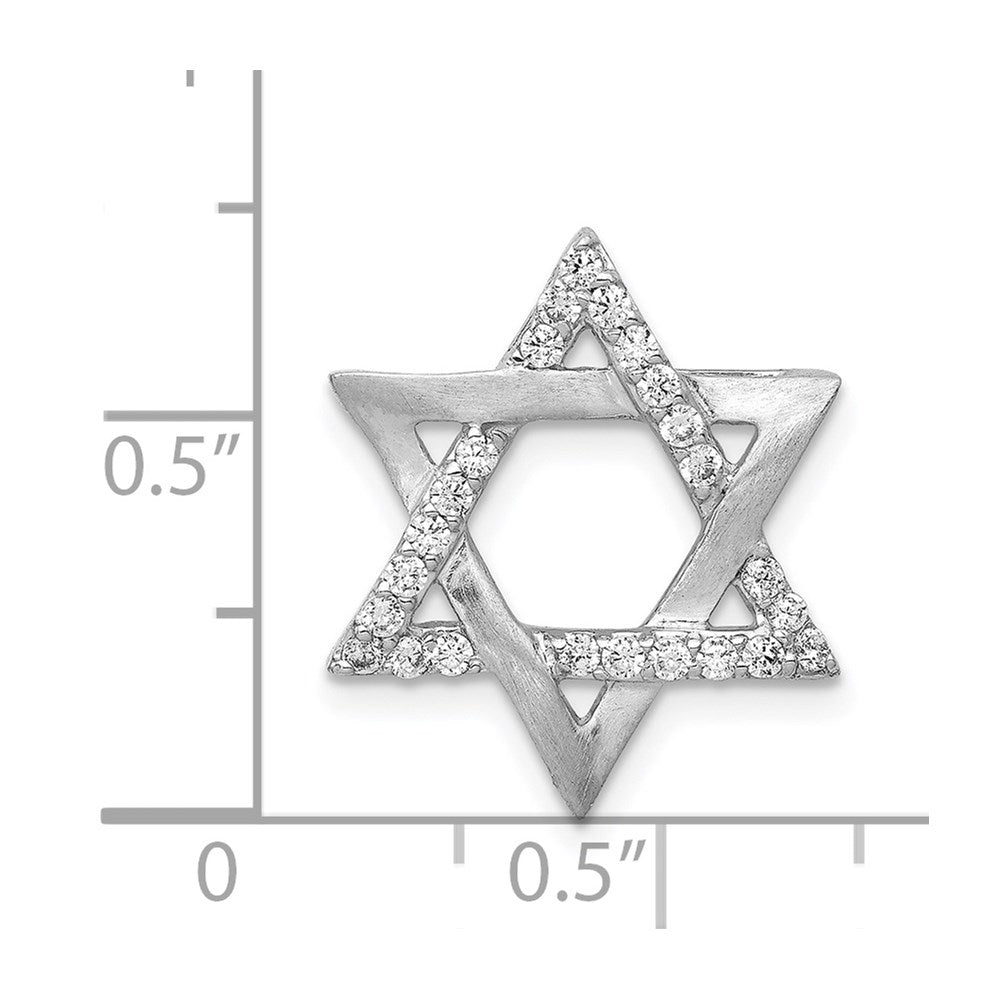 14k White Gold 1/4ct. Real Diamond Star of David Chain Slide