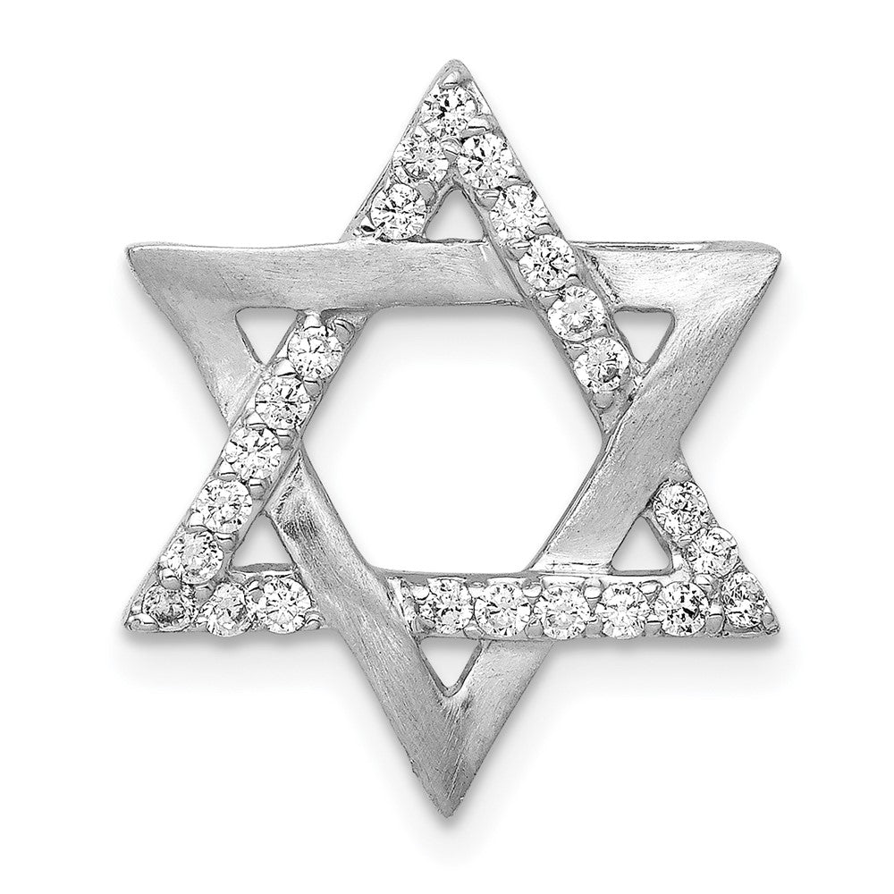 14k White Gold 1/4ct. Real Diamond Star of David Chain Slide