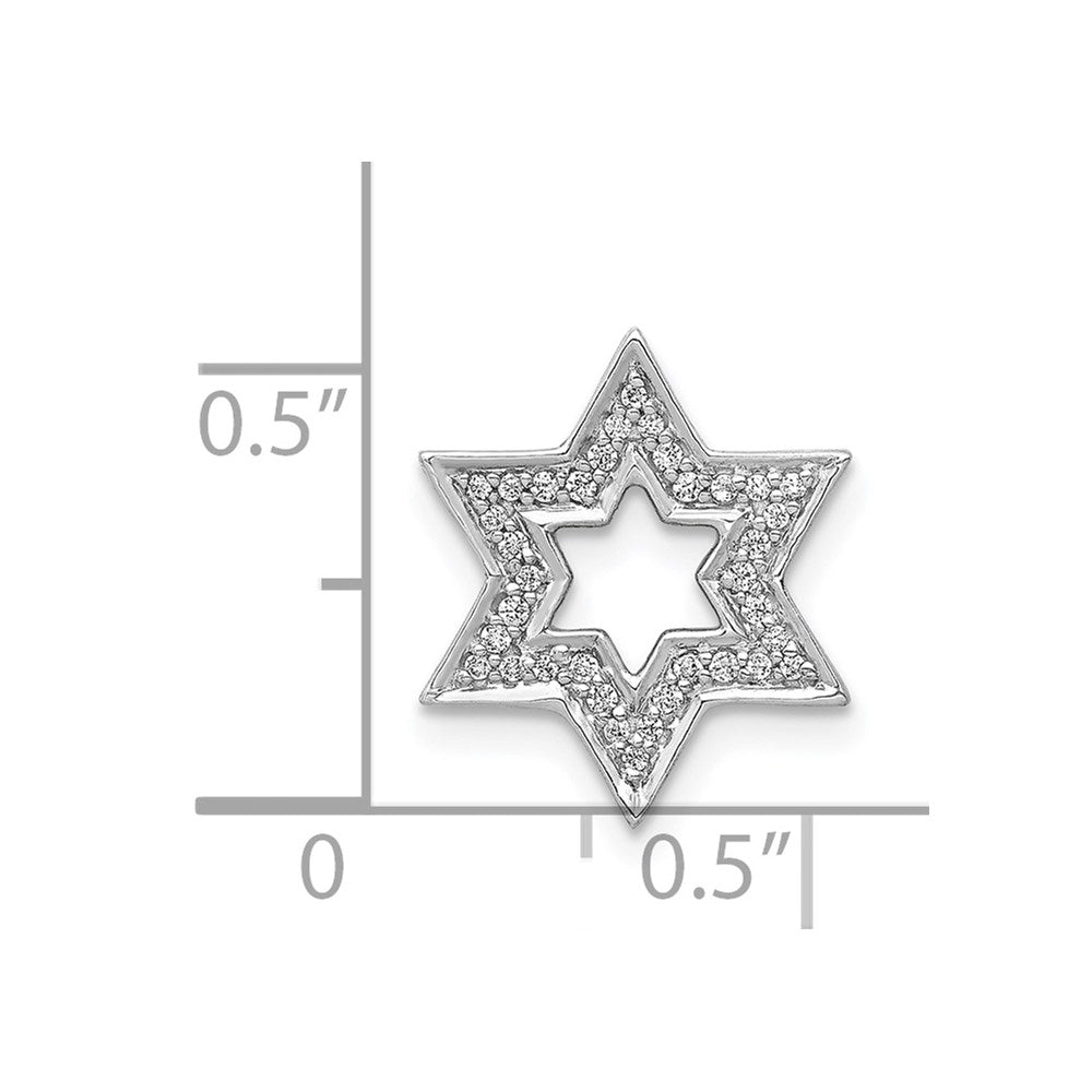 14k White Gold 1/8ct. Real Diamond Star of David Chain Slide