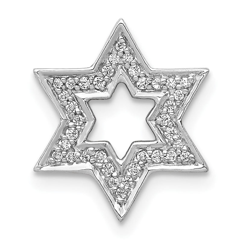 14k White Gold 1/8ct. Real Diamond Star of David Chain Slide