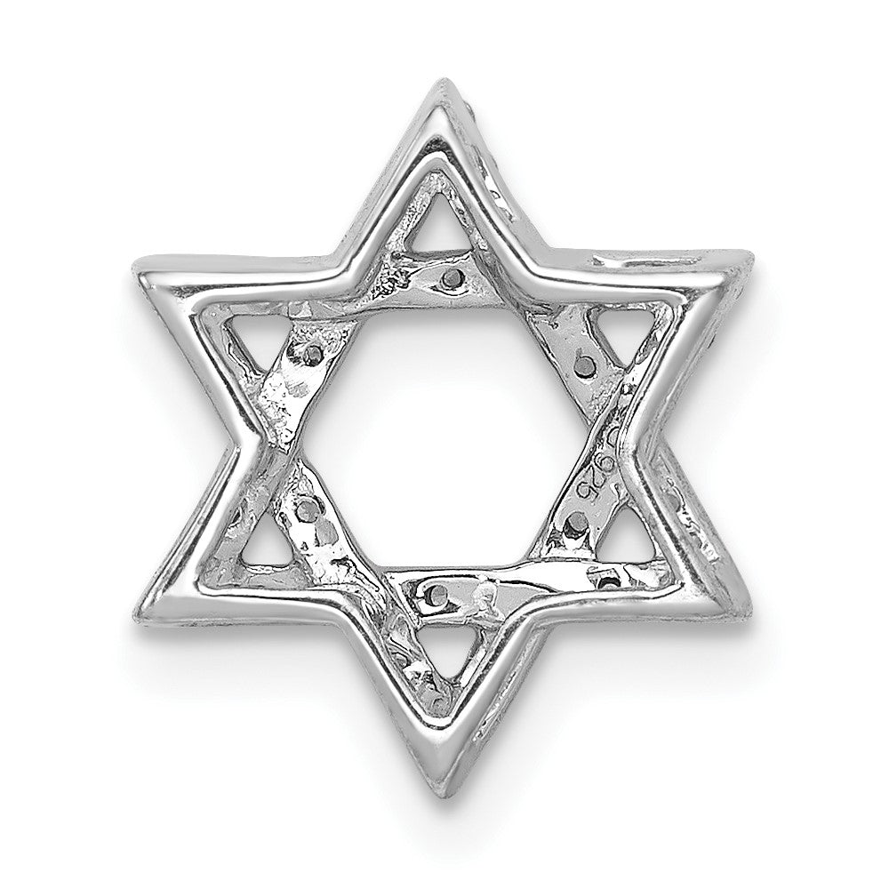 14k White Gold 1/5ct. Real Diamond Star of David Chain Slide
