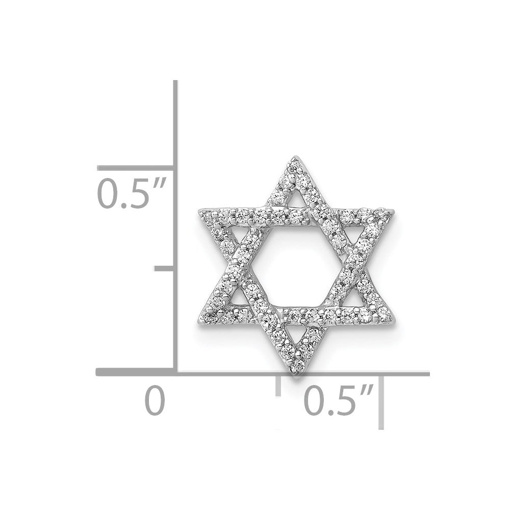 14k White Gold 1/5ct. Real Diamond Star of David Chain Slide