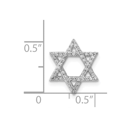 14k White Gold 1/5ct. Real Diamond Star of David Chain Slide