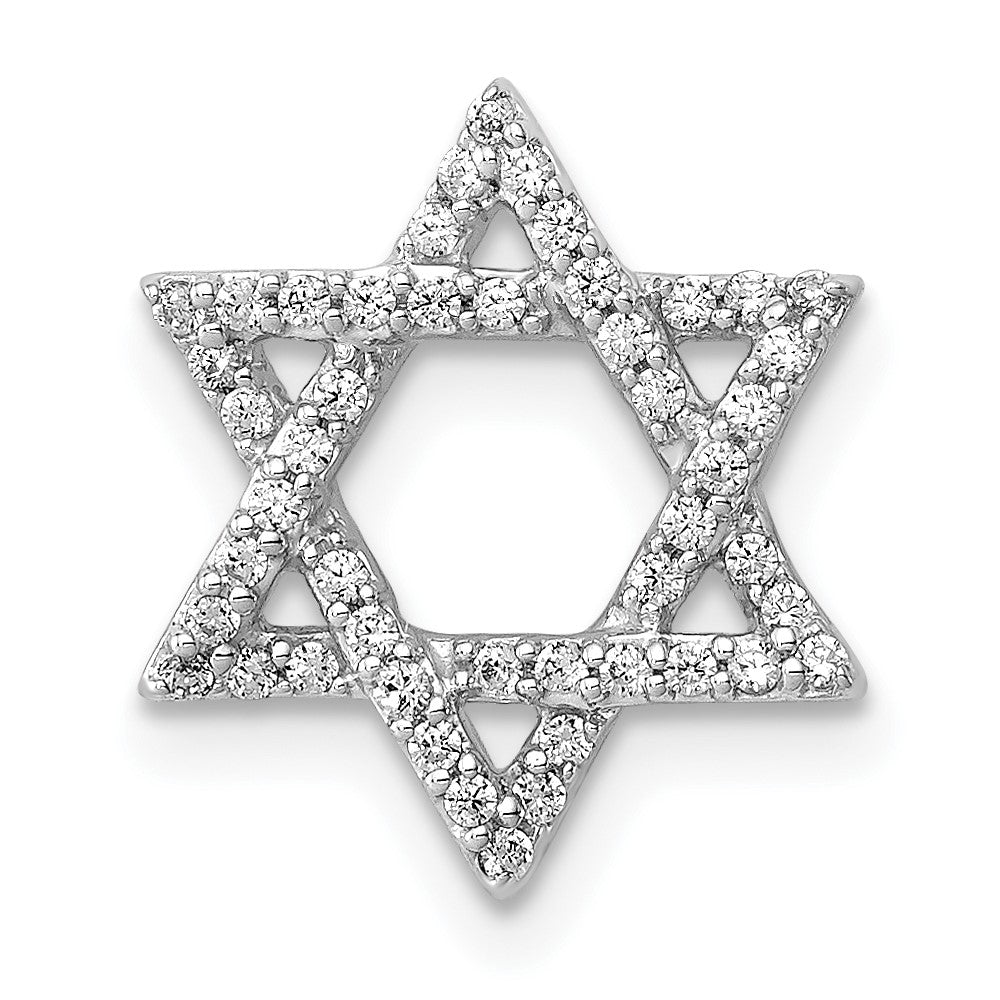 14k White Gold 1/5ct. Real Diamond Star of David Chain Slide