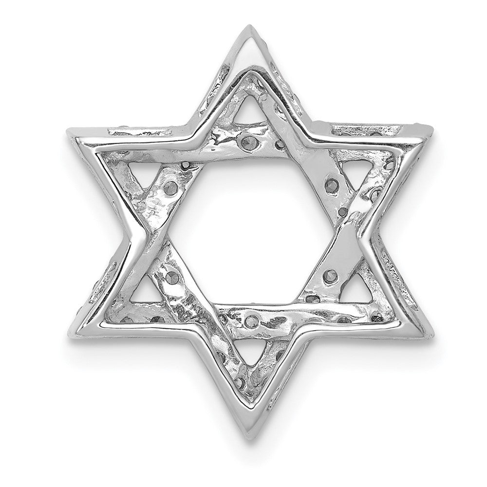 14k White Gold 1/2ct. Real Diamond Star of David Chain Slide
