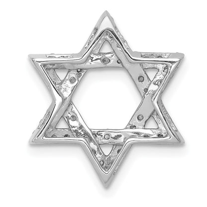 14k White Gold 1/2ct. Real Diamond Star of David Chain Slide