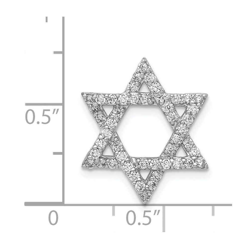 14k White Gold 1/2ct. Real Diamond Star of David Chain Slide