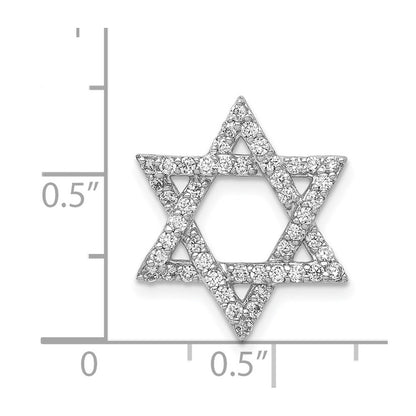 14k White Gold 1/2ct. Real Diamond Star of David Chain Slide