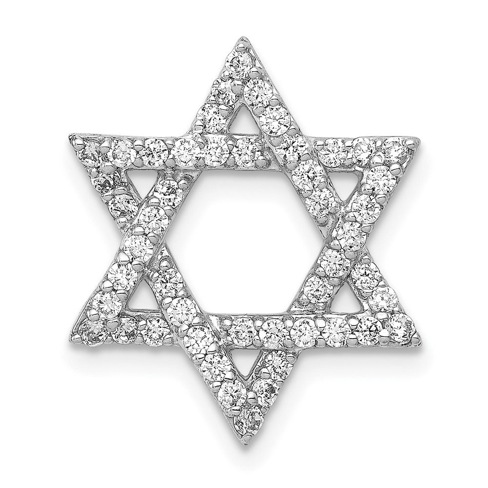 14k White Gold 1/2ct. Real Diamond Star of David Chain Slide