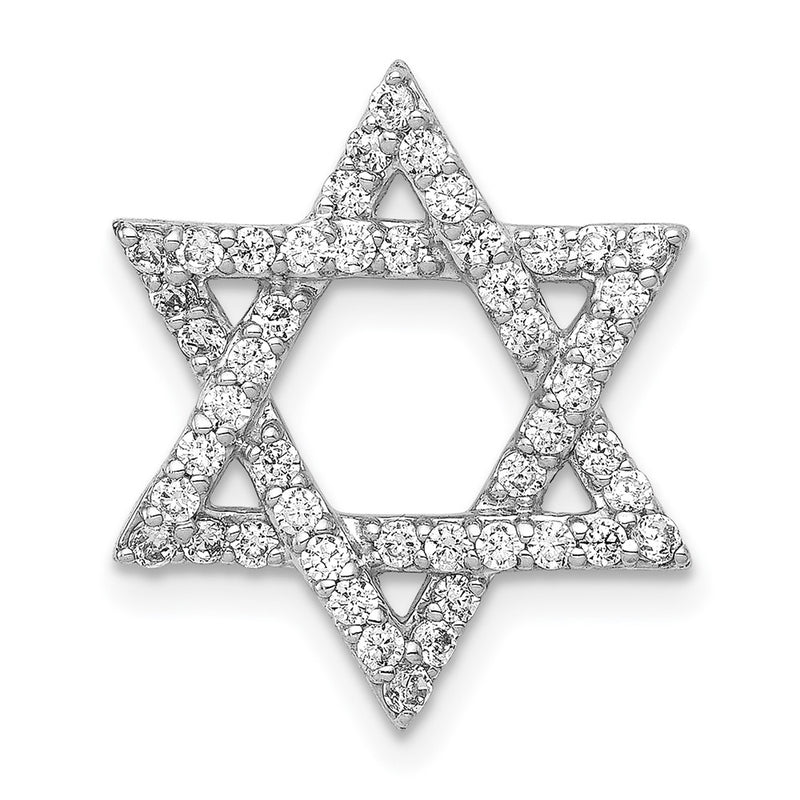14k White Gold 1/2ct. Real Diamond Star of David Chain Slide
