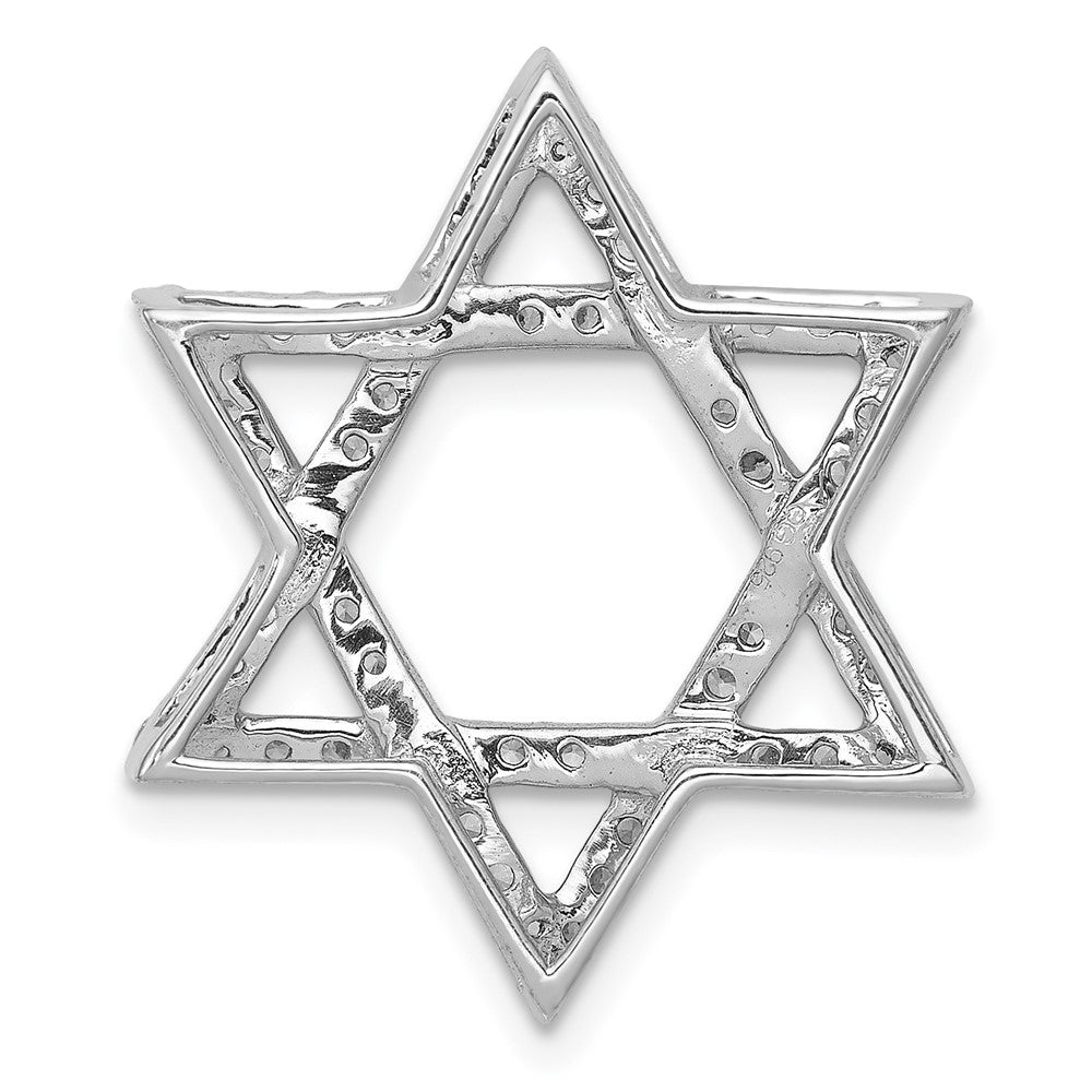 14k White Gold 5/8ct. Real Diamond Star of David Chain Slide