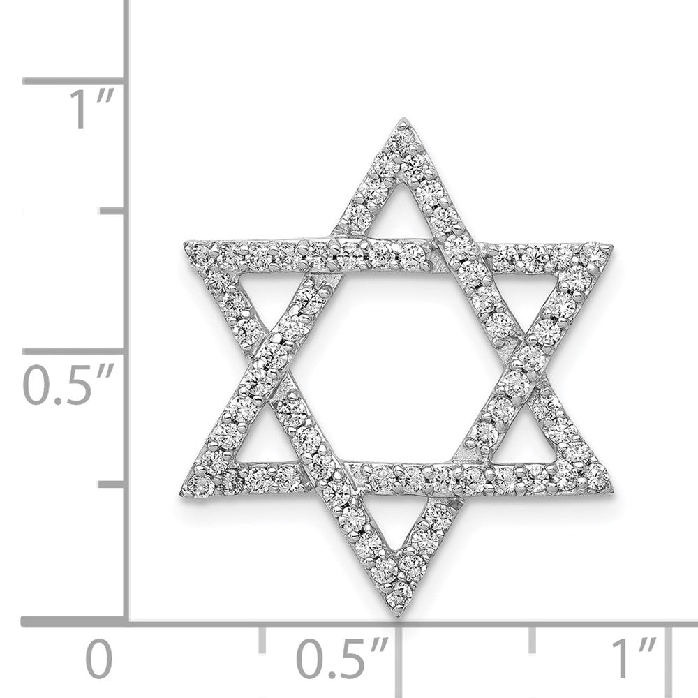 14k White Gold 5/8ct. Real Diamond Star of David Chain Slide