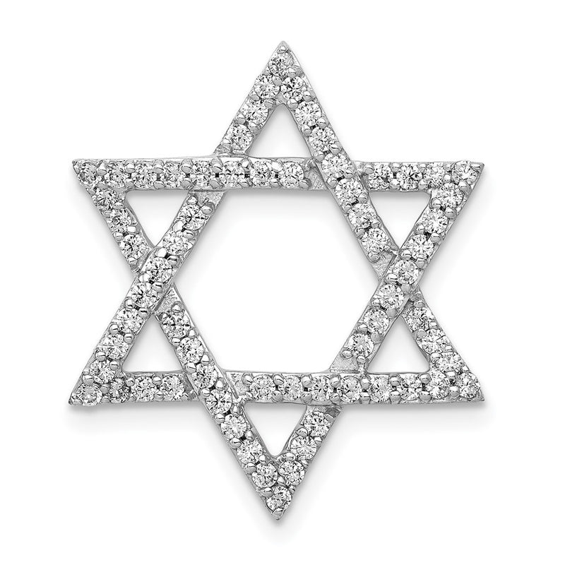 14k White Gold 5/8ct. Real Diamond Star of David Chain Slide