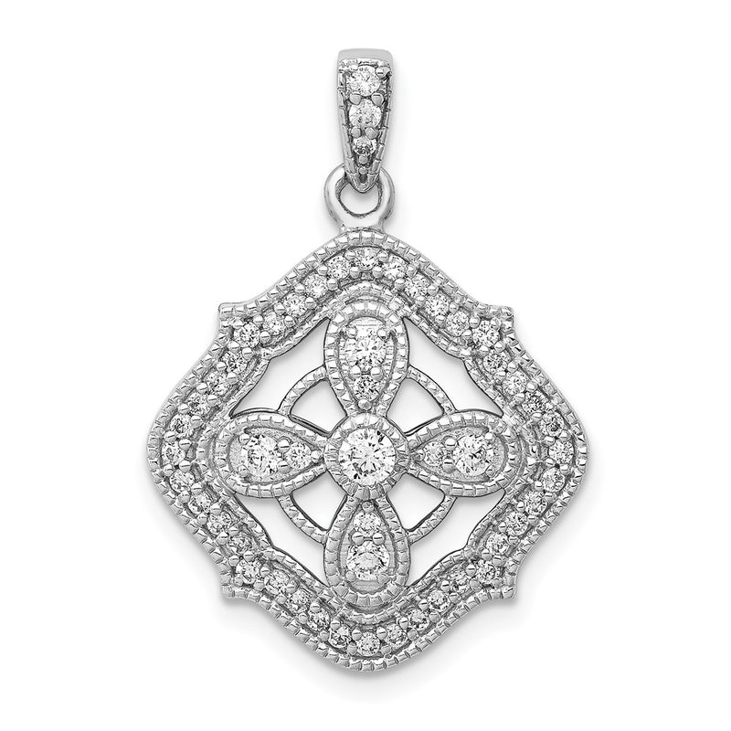 14k White Gold 1/2ct. Real Diamond Fancy Pendant