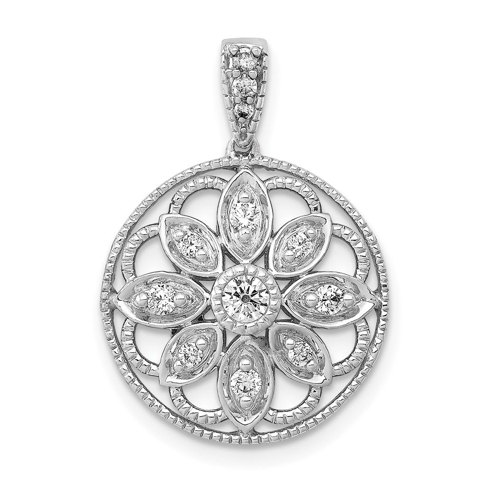 14k White Gold 1/4ct. Real Diamond Fancy Pendant