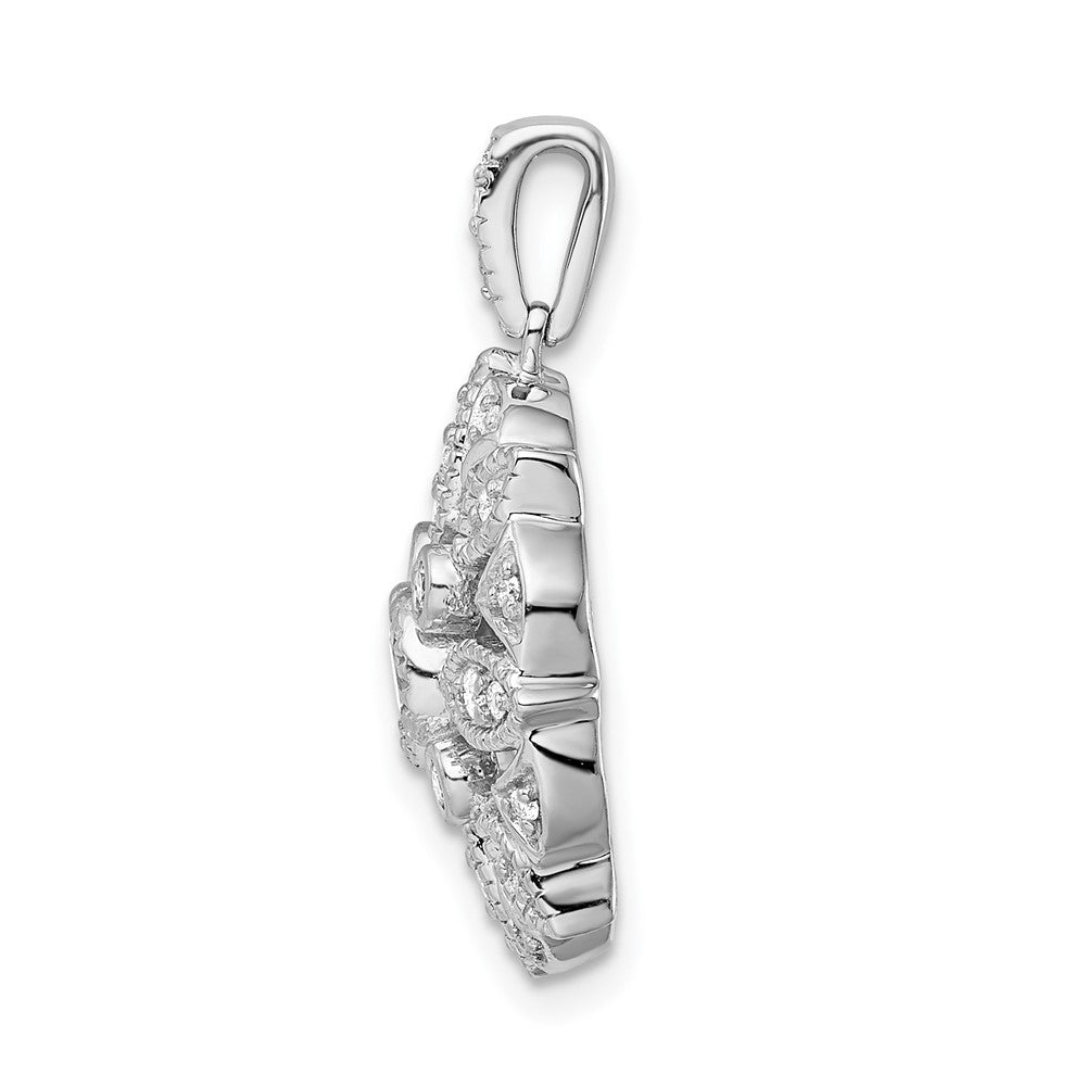 14k White Gold Real Diamond and .25 Peridot Fancy Pendant
