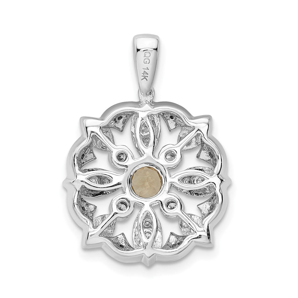 14k White Gold Real Diamond and .25 Peridot Fancy Pendant