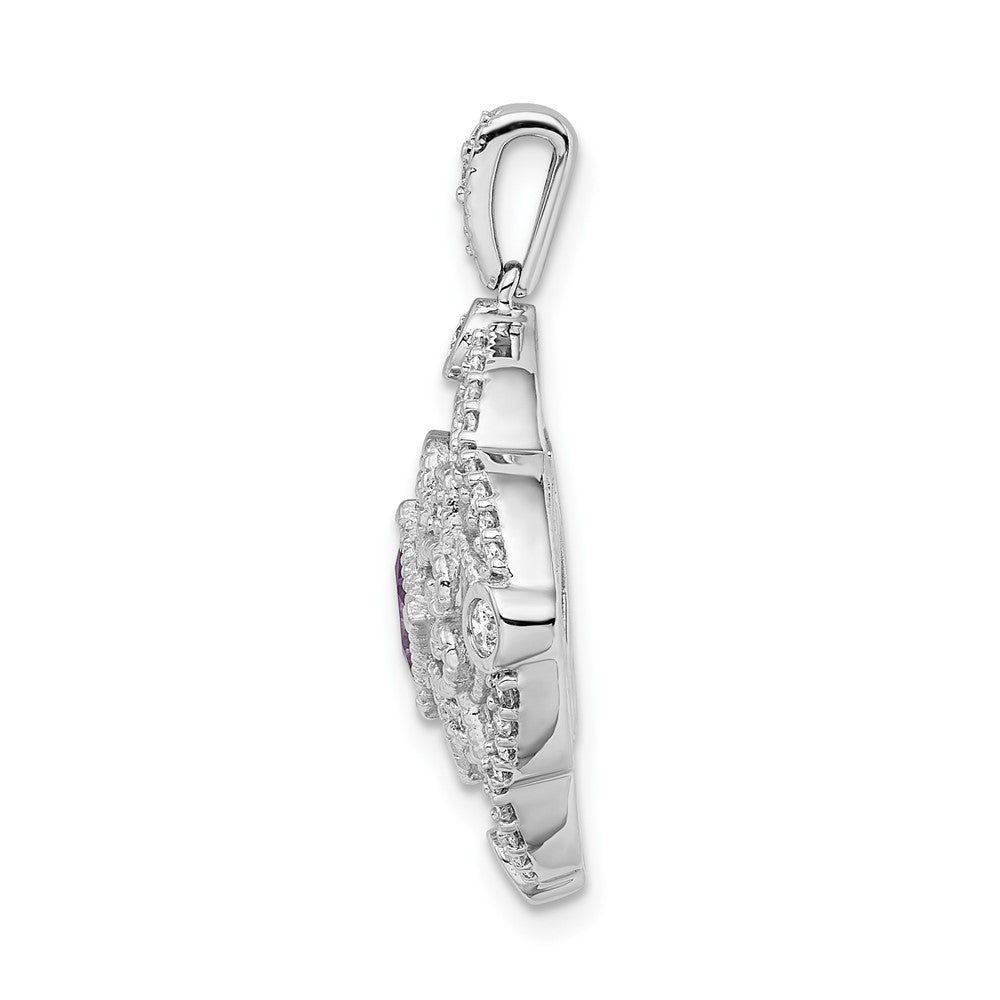 14k White Gold Real Diamond and .39 Amethyst Fancy Pendant